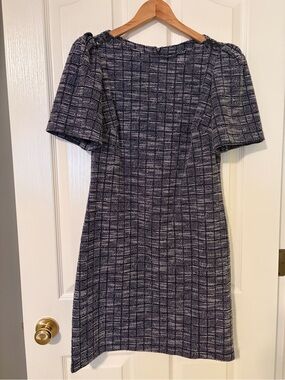 Calvin Klein Navy Tweed Midi Dress